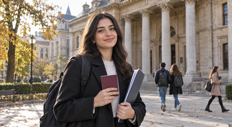 Avrupada üniversite önünde pasaportuyla öğrenci