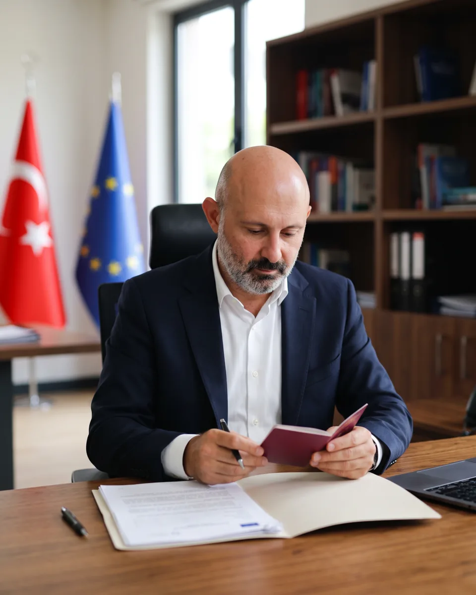 Ata Vize danışmanı pasaport ve başvuru dosyasını inceliyor