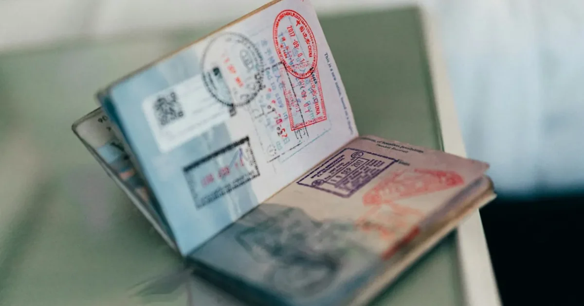 Vize ve giriş damgaları olan açık pasaport